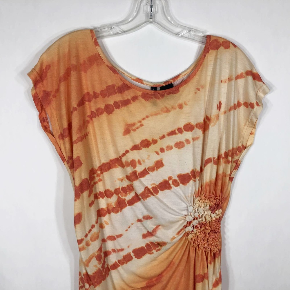 New Directions XL Top Orange White Ruched 780 - Picture 4 of 6